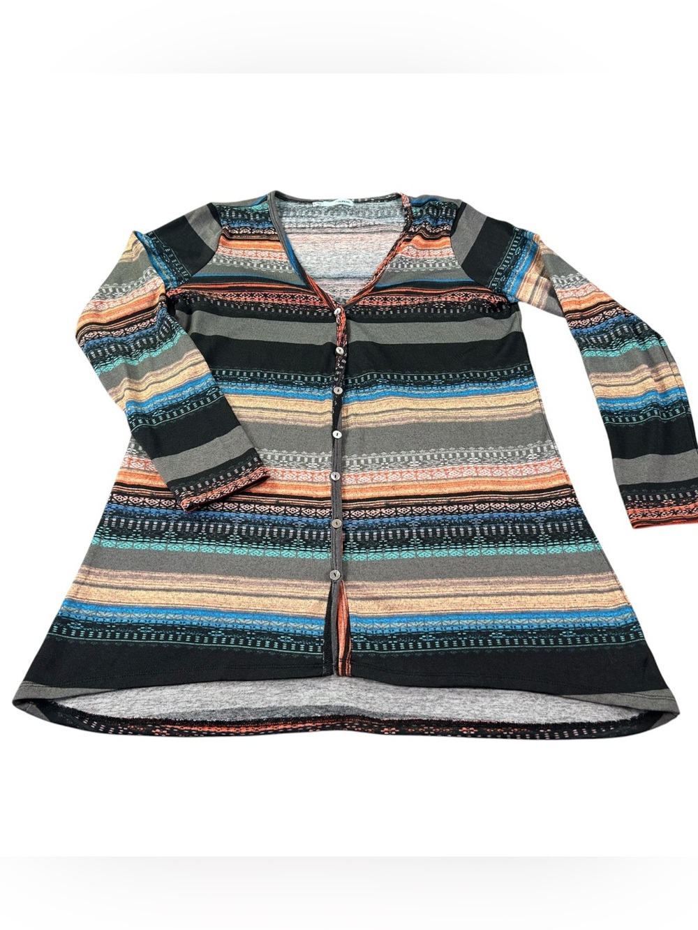 Maurices Southwestern Aztec Cardigan Women’s XL Longline Tribal Stripe Boho